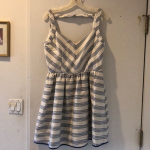 Beachy blue and white open back dress